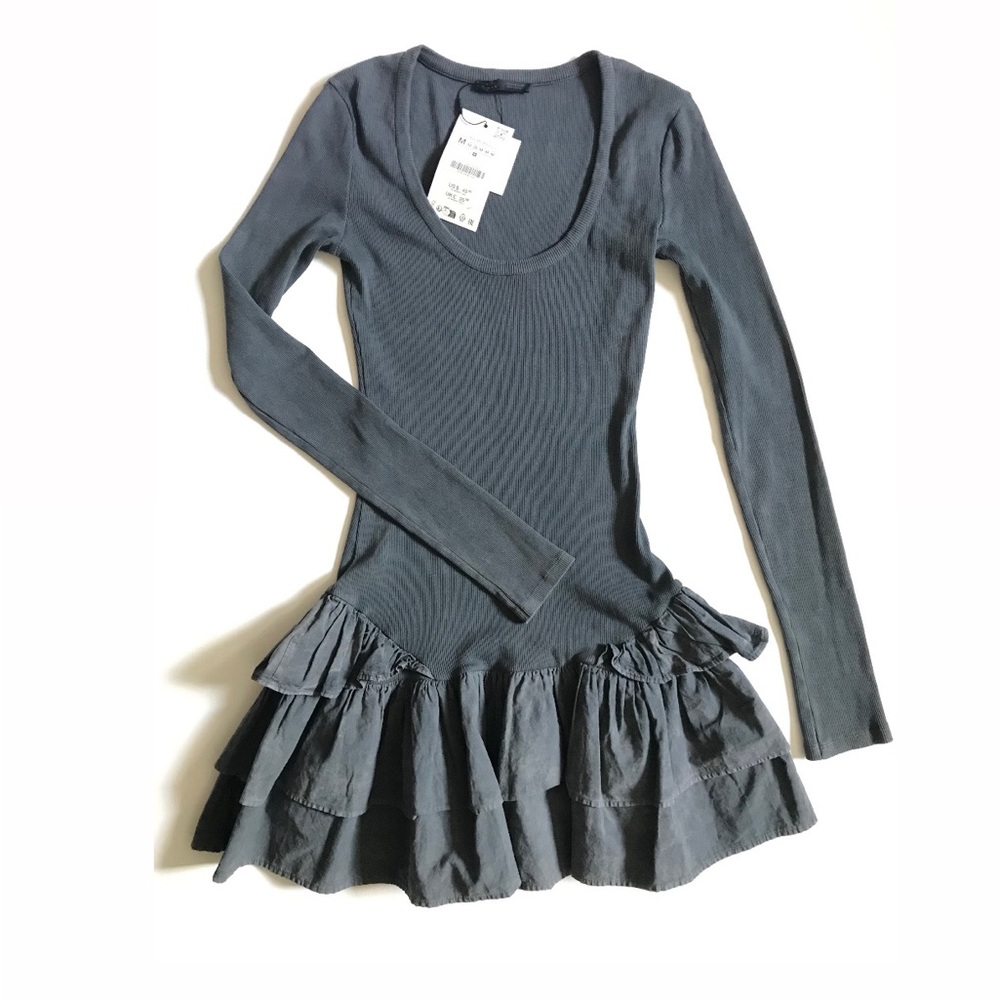Zara washed effect ruffled dress